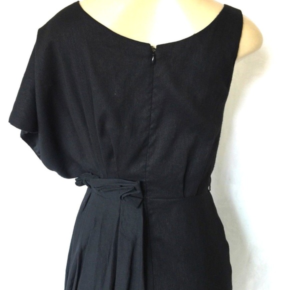 Cher Michel Klein Black Dress Asymmetric Sleeveles - Picture 4 of 8